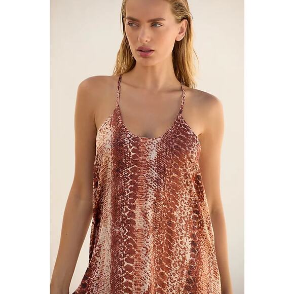 Anthropologie Snakeskin Solid & Sheer Sleeveless Maxi‎ Dress Multicolor Size XS - Picture 2 of 10